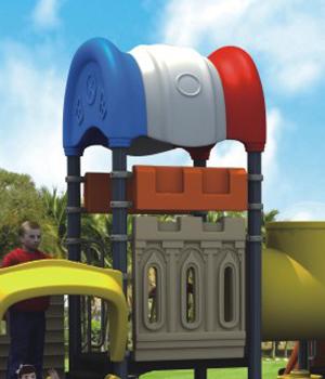 Orange grüne Spielplatz-Ausrüstungen Browns im Freien für Kinder importierten LLDPE