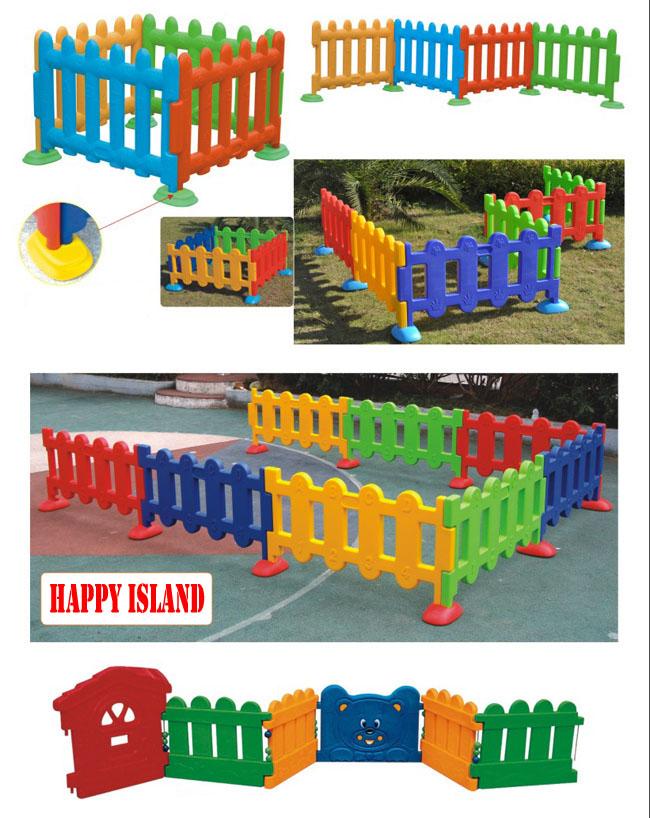 Glücklicher Insel-Spielplatz scherzt Spielwaren verfügbaren Farbe des Kinderder plastikzaun-4