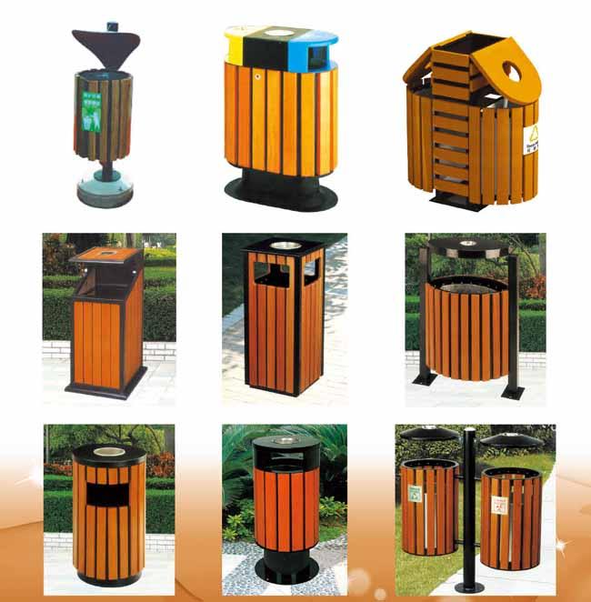Stahl-oder feste Abfalleimer-im Freien hölzerne Mülleimer für Park mit Aschenbecher