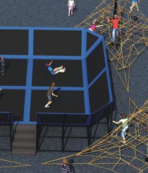 Kinderkletternde Rahmen-große trainierende aktive Trampoline-Park-Ausrüstung im Freien