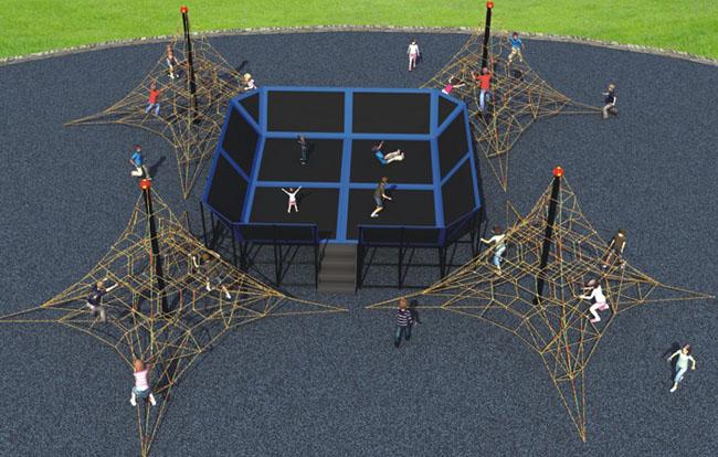 Kinderkletternde Rahmen-große trainierende aktive Trampoline-Park-Ausrüstung im Freien