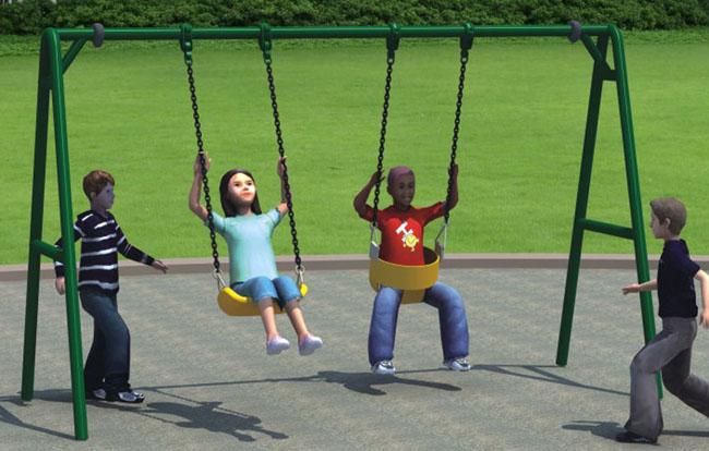 Rahmen-Schwingen-gesetzten Stahlpfosten-Kinderschwingen-Spielplatzgeräte für Vergnügungspark